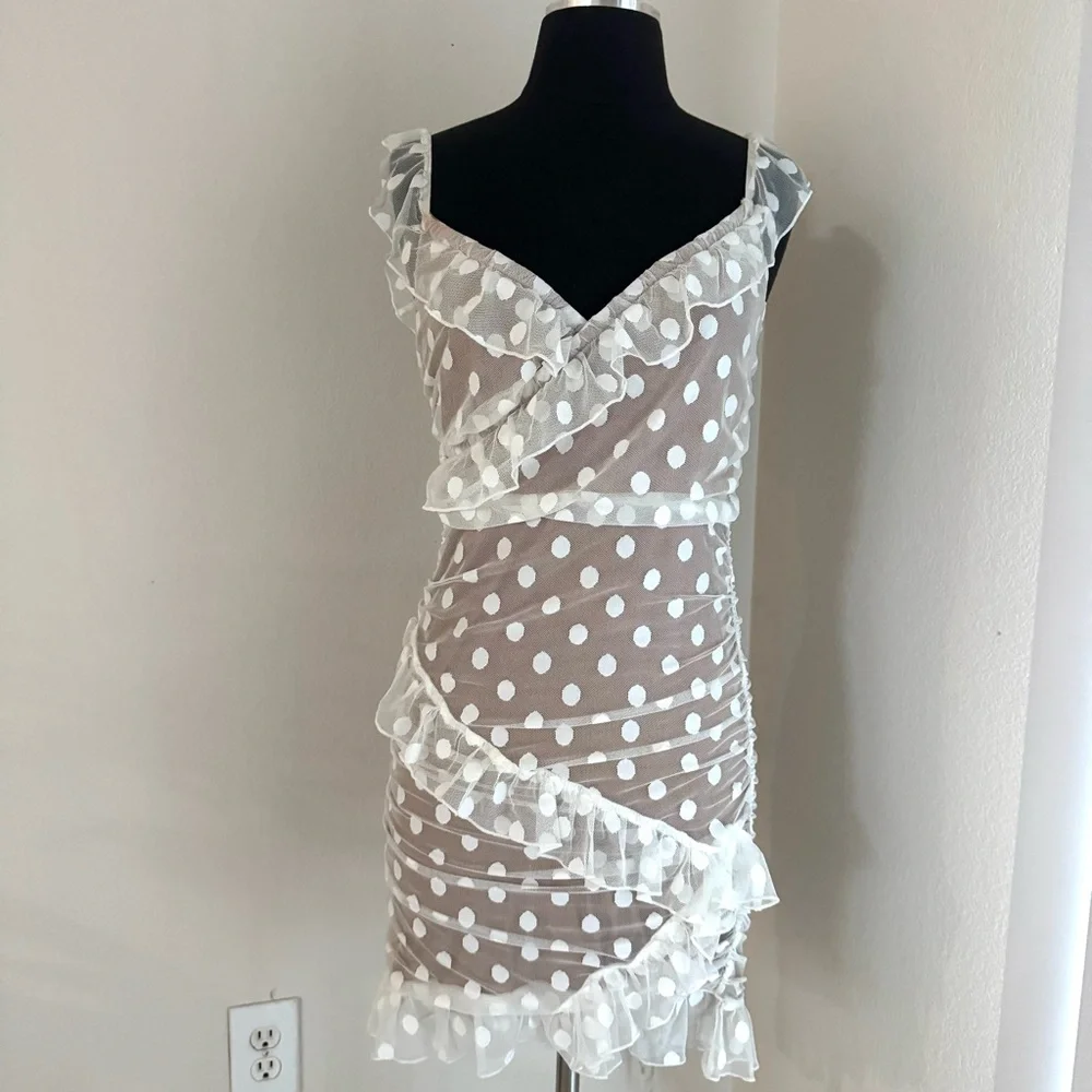 REVOLVE MAJORALLE Bandit Rushed Polka Dot
Ruffed Dress Size Medium - Picture 2 of 7